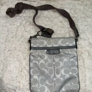 Coach Silver Gray Signature Crossbody Messenger Bag